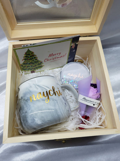 Gift Bundle Set (Marble Mug + Glitter Compact Mirror)