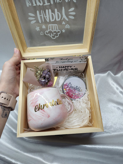 Gift Bundle Set (Marble Mug + Glitter Compact Mirror)