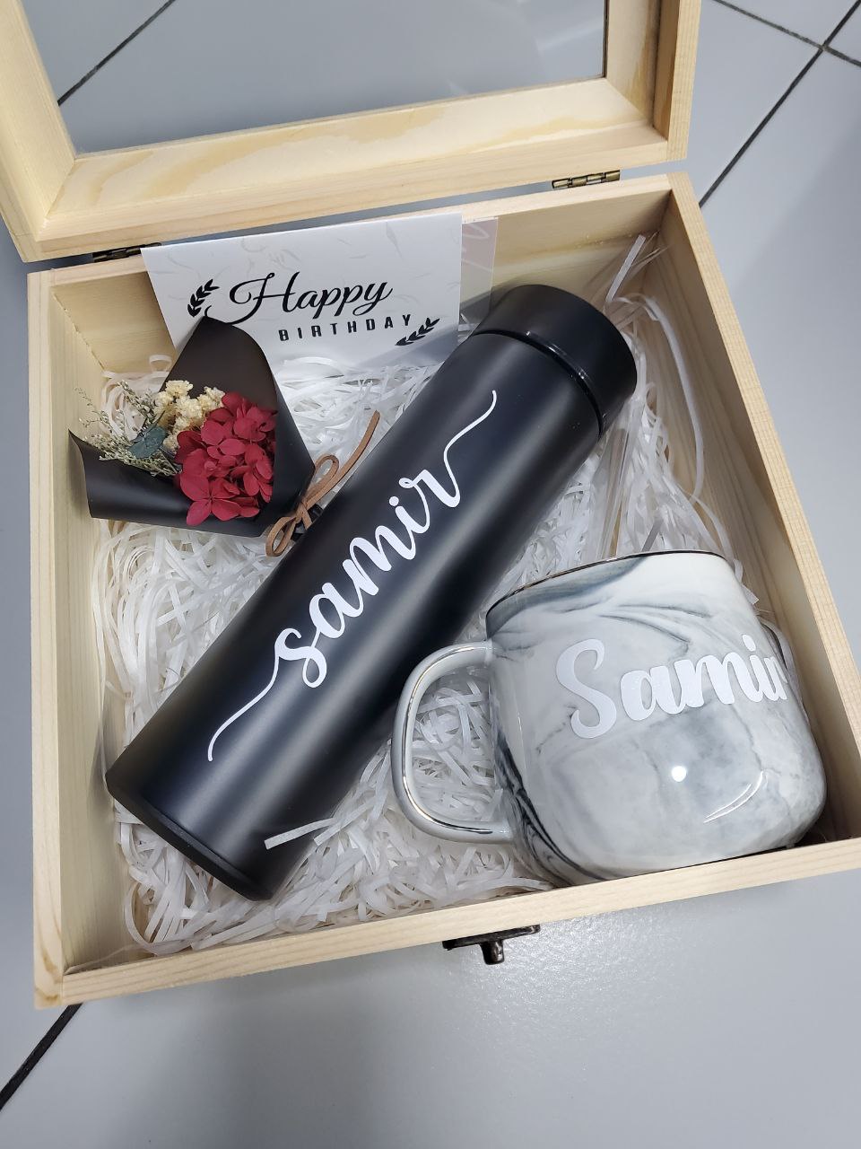 Gift Bundle Set (Marble Mug + Stainless Steel Flask)